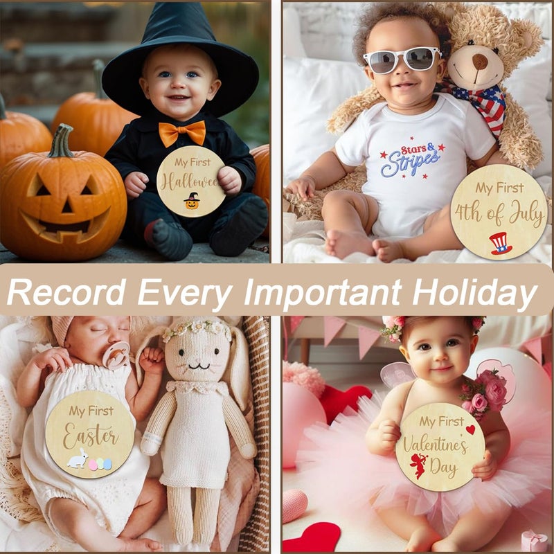 cephira Baby Monthly Milestone Cards - My First Holiday Milestone | Baby Announcement Sign & Celebration Board | Hello World Sign | Milestone Photo Cards | Perfect Newborn Gift & Keepsake - Image 3